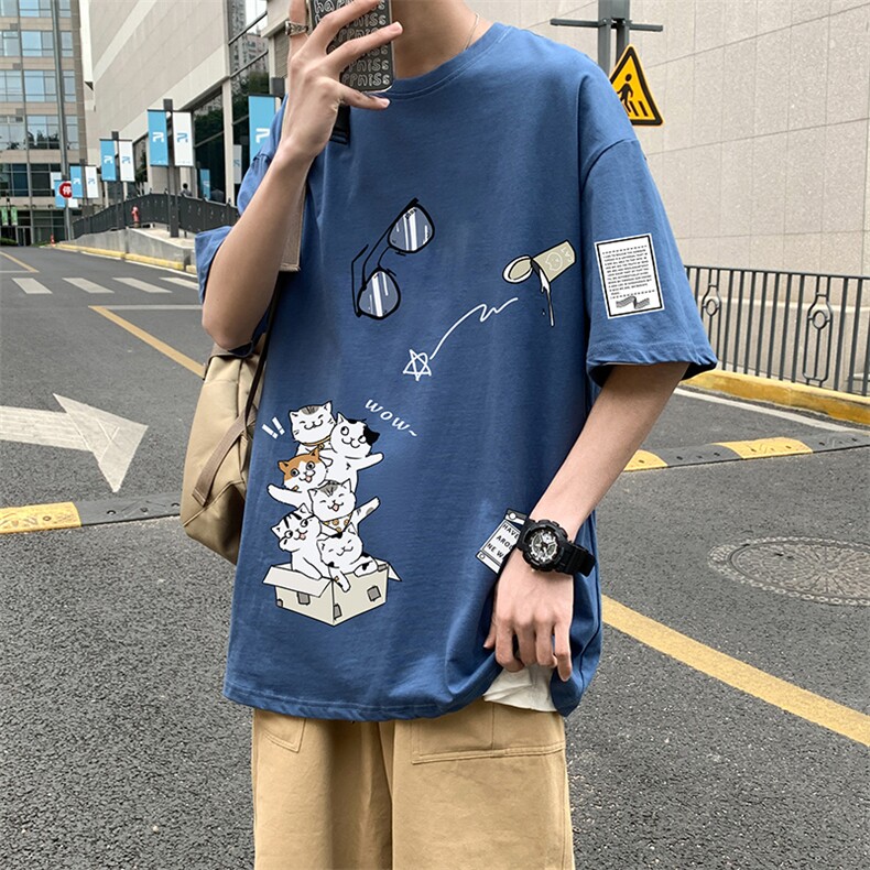 DX17115-P20纯棉短袖t恤男大码半袖打底衫宽松体恤衫港风,男装T恤,电商A040