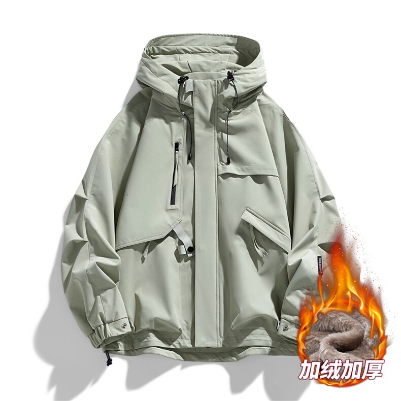 AJ136-P98冬季加绒加厚连帽冲锋衣防风防水插色拼接棉衣外套,男装棉衣,星座109