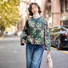 水衣源2668款新中式短款提花轻款早春羽绒服女，女装羽绒服，水衣源