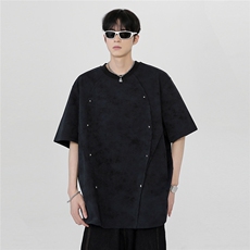 圆领重磅高级青少年日系铆钉设计感潮牌夏季新款短袖T808-P38，男装T恤，电商C307
