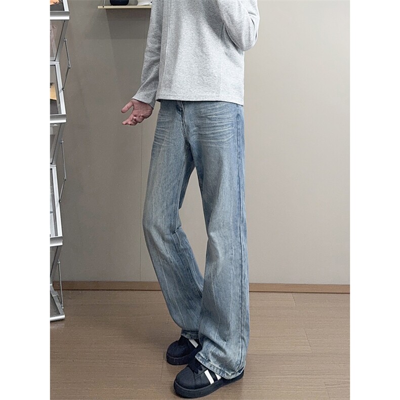 B221美式ins暗黑高街重工艺修身微喇牛仔裤LK25547-特P45控78,男装牛仔裤,电商B221