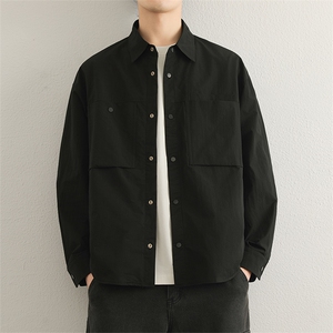 纯色工装风多口袋衬衫式夹克翻领休闲男士休闲男外套JK703P100图片