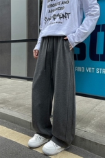 潮牌羚羊绒斜纹弯刀裤男春秋季美式宽松直筒裤青少年痞帅休闲卫裤，男装休闲裤，电商C305A