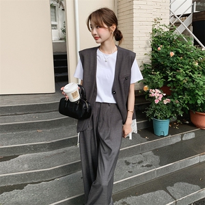 夏季马甲阔腿裤时尚两件套女图片