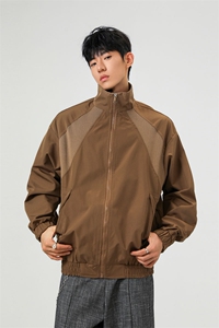 美式罗纹拼接袖子褶皱大码M-5XL教练夹克男JK78056P69控105图片