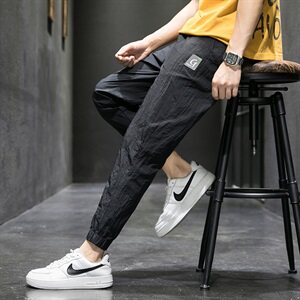 休闲九分裤男潮流百搭宽松运动裤冰丝夏季超薄款束脚裤子Z618图片