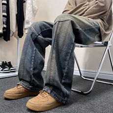 2024春季新款复古水洗牛仔裤男高街vibe直筒休闲裤现货K7768-P52，男装牛仔裤，星座512-3