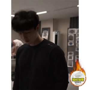 重磅加绒硬挺boxy男女美式高街蜂窝华夫格刺绣圆领长袖卫衣打底衫图片