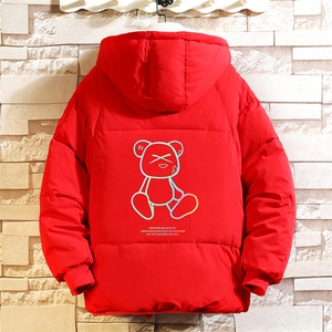 MY16139-P100 加厚加绒连帽衣男大码服男面包服男 砖墙挂拍图片