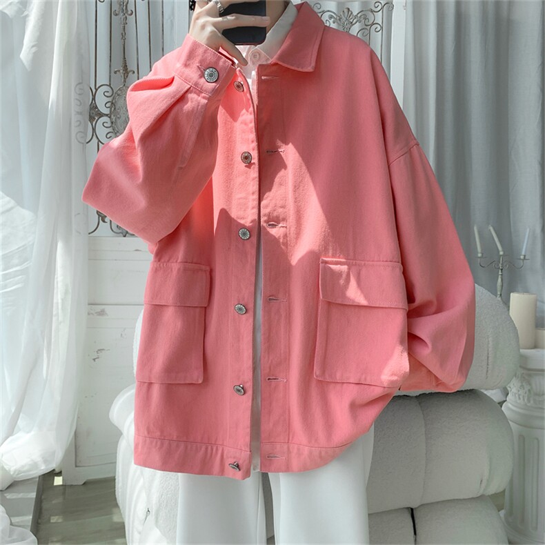 JK6089/P68春装新款纯色工装立体大口袋水洗夹克男士宽松大码上衣，男装夹克，电商A141