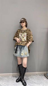 夏季重工T恤,女装T恤,柚格