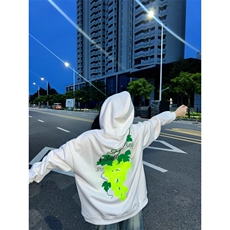 潮葡萄字母刺绣连帽卫衣男女宽松百搭保暖情侣上衣WY901P58，男装棉衣，星座1013-5
