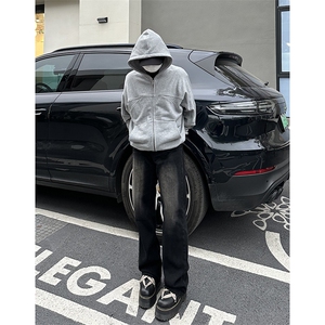 美式ins高街hiphop直筒暗黑重工艺水洗牛仔裤货号K659P50图片