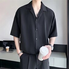 免烫禁欲夏季百搭黑白衬衫男短袖帅气冰丝雪纺衬衣SC29P32,男装衬衫,星座1116-2