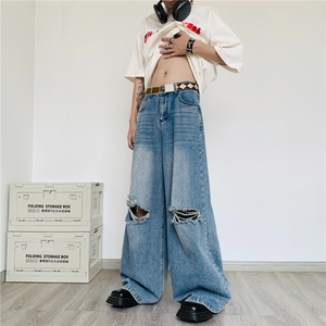 小众做旧牛仔衬衫男高街痞帅潮破洞牛仔裤衣服一套搭配AM1624 P98图片