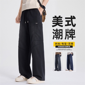 美式渐变工装休闲裤男士2026春季宽松直筒阔腿百搭长裤Z2606-P55图片