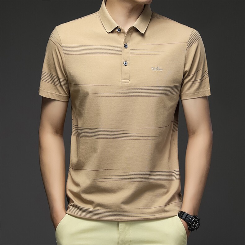 夏季新款男士翻领短袖t恤中年有领男装上衣服休闲POLO衫图片