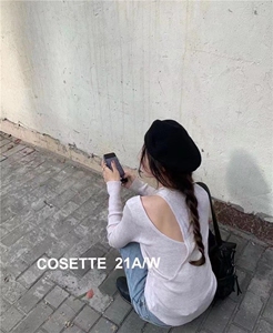 【现货】 韩版网红款露肩针织打底衫图片