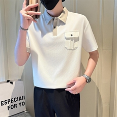 店主风社会小伙男士POLO衫新款异色翻领口袋款T恤301A-1/PL99/P55，男装T恤，星座301A-1
