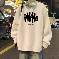特批港风夜景个性线条印花宽松时尚圆领毛衣TPM6849P45控78，男装针织衫/毛衣，电商A247