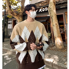 美式复古情侣圣诞毛衣慵懒针织衫加厚上衣外套男女H1035P68，男装针织衫/毛衣，电商A341