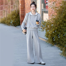 现货休闲套装秋季卫衣阔腿长袖网红显瘦宽松时尚春秋气质小个子，女装套装/套裙，琦鑫阁（原依鑫阁）