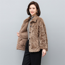 羊羔毛外套女冬季皮毛一体2023新款小个子短款加厚仿皮草毛绒上衣，女装皮草，鑫鑫格