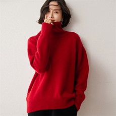王菲同款山羊绒衫女高领宽松加厚慵懒欧货针织毛衣廓版打底衫上衣，女装羊绒衫，蒂暖羊绒