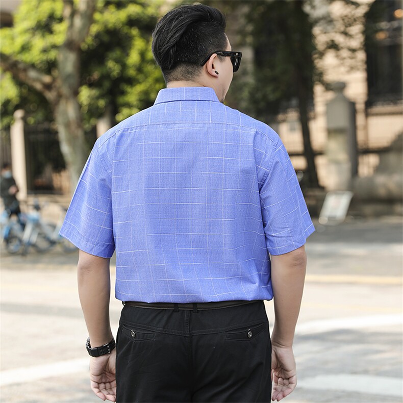 格子衬衫男士宽松潮流帅气休闲半袖夏季短袖薄款百搭衬衣1407,男装衬衫,星座802