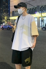 高品质夏季新款短袖T恤港风套装青少年纯棉潮流男装DF317P65控89，男装休闲套装，电商A086