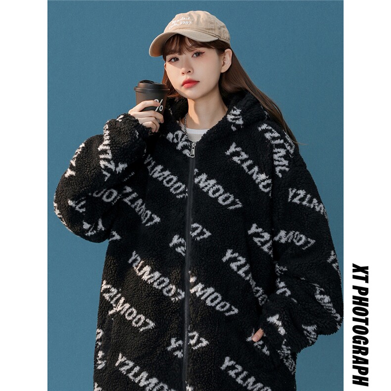 中性风定制LOGO羊羔毛大码M-5XL连帽棉衣外套男78710P105控148，男装棉衣，星座226-2