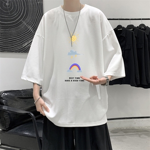 Q11141-P30 春夏季七分袖t恤男大码五分袖男短袖中袖   大皂风图片