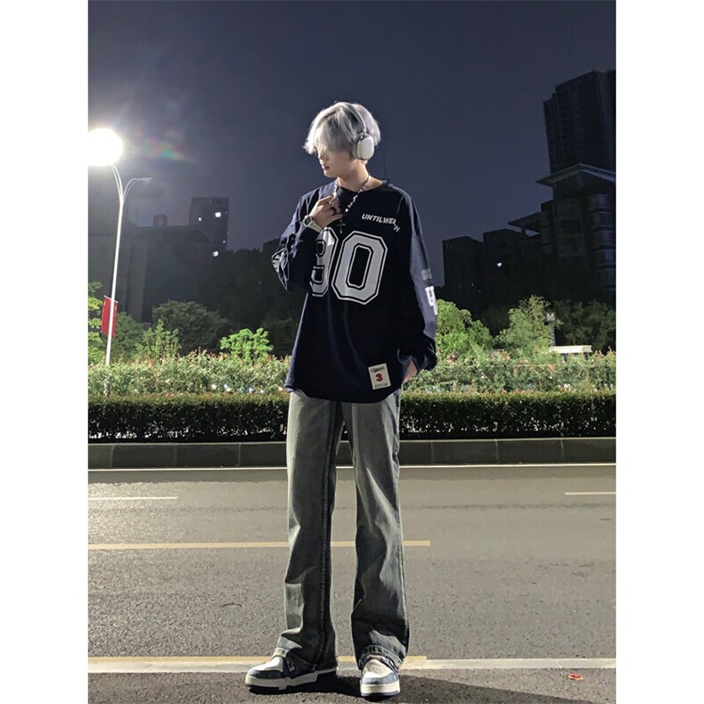美式hiphop牛仔裤修身直筒微喇叭裤,男装牛仔裤,星座310A-4