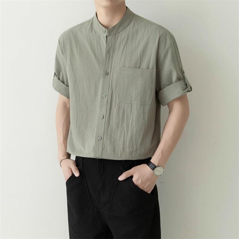 扎染衬衫男短袖夏季感痞帅五分袖衬衣日系复古宽松外套潮CS89-P45,男装T恤,电商B278
