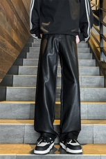 8XL-M特大码皮裤男直通休闲裤软软PU皮宽松阔腿男K9102P75控95，男装皮裤，电商D206-1