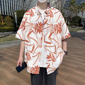 精品花衬衫大码男短袖夏季痞帅休闲上衣服外套翻领衬衣A012/P35图片