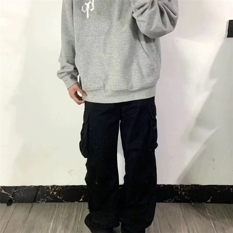 美式复古vibe裤子男士春夏潮牌多口袋机能伐木裤直筒微喇工装裤,男装工装外套,星座601-1