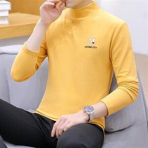 冬季半高领双面绒刺绣M卫衣男加绒加厚保暖打底衫长袖黑337P28