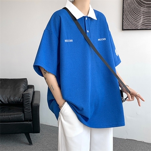 2025夏季新品男士撞色拼接polo衫潮流大码半袖上衣 PL02 P45图片