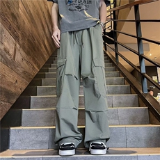 潮牌美式工装裤男春季高街ins潮宽松直筒裤子设计感休闲长裤，男装工装外套，星座1013