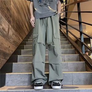 潮牌美式工装裤男春季高街ins潮宽松直筒裤子设计感休闲长裤图片