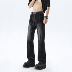 B221美式ins高街暗黑小众拼接修身牛仔裤LK24157-P60控78，男装牛仔裤，电商B221