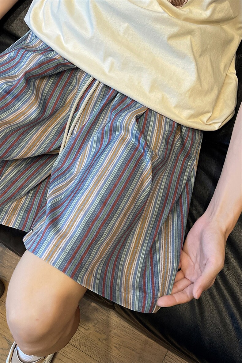 A2126TP22无差价控38-日系复古冰丝短裤男夏季条纹速干五分裤子,男装牛仔裤,电商B241