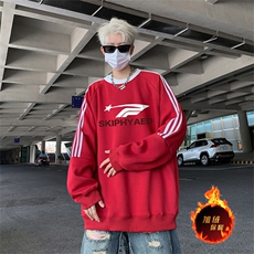 抖音得物供货提供视频秋冬重磅美式宽松织带圆领卫衣0336，男装卫衣，电商A486