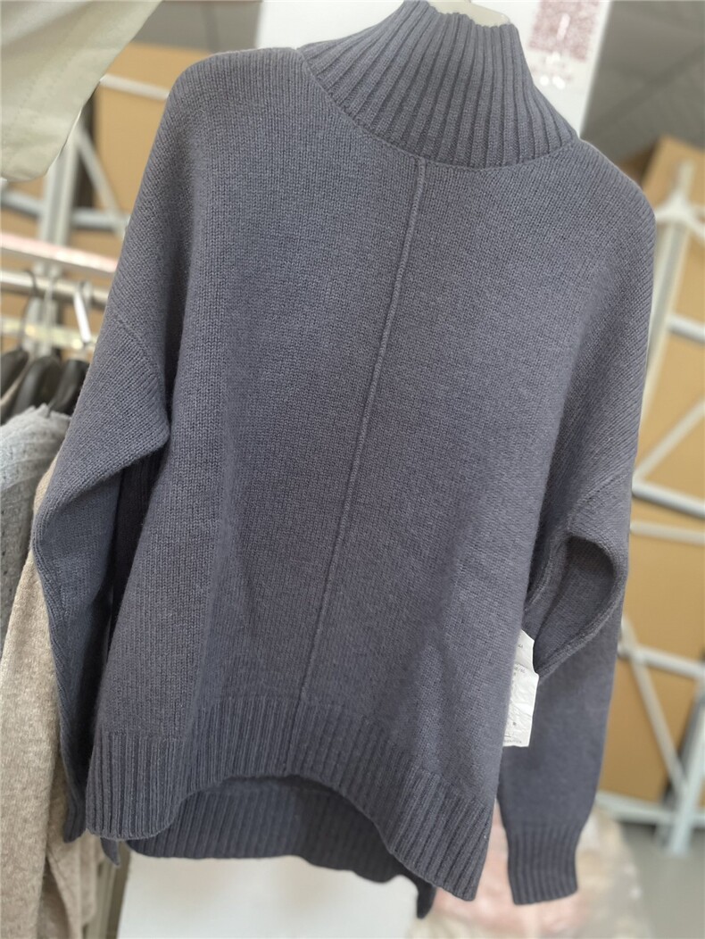 高领35%羊绒毛衣女秋冬2024新款加厚针织打底衫洋气宽松，女装羊绒衫，以美红杉羊绒