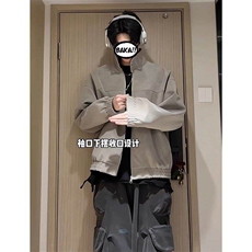 春季新款港风美式潮流痞帅短款立领飞行员夹克XZ213-JK1001-P70，男装夹克，星座213