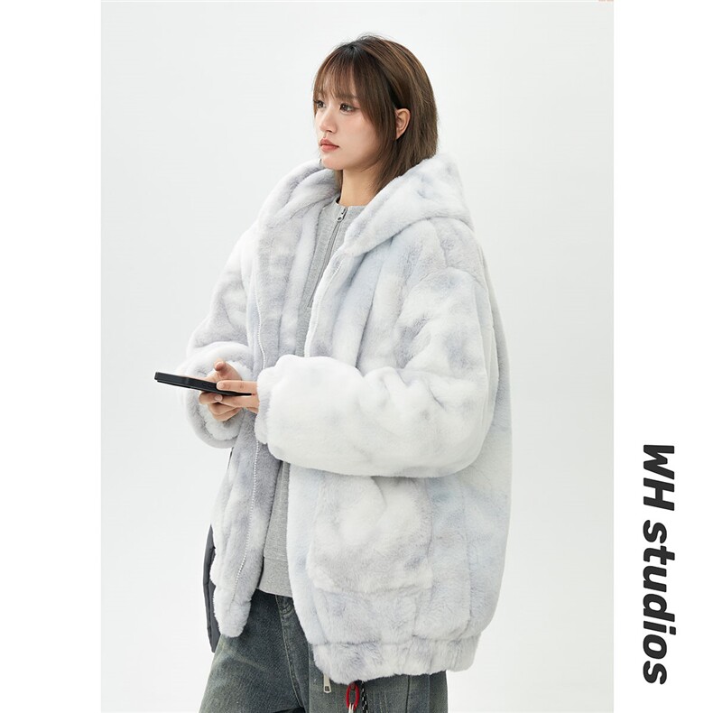 羊羔毛棉衣潮扎染情侣大码M-5XL毛绒外套男MY78198P138控198，男装棉衣，星座227-7