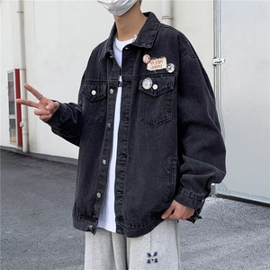 美式复古牛仔外套男水洗做旧牛仔夹克宽松休闲上衣外套 J3323-P63图片