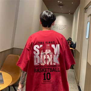 230g重磅纯棉灌篮高手印花港风短袖t恤男DT3139-P25控38图片