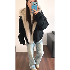 现货高品质美式高街冬季重磅硬挺短款座山雕毛领棉衣男女加厚外套，男装棉衣，电商A486-1